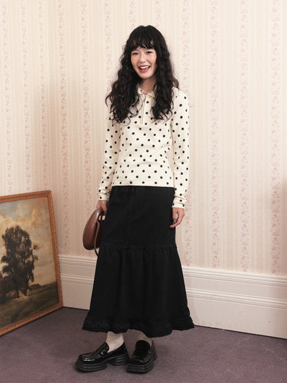 "Song Of The Night" Retro Denim Skirt Lace Design Looks Gentle Thin Covers The Crotch【s0000014721】