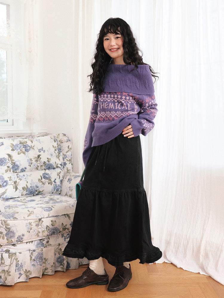 "Song Of The Night" Retro Denim Skirt Lace Design Looks Gentle Thin Covers The Crotch【s0000014721】