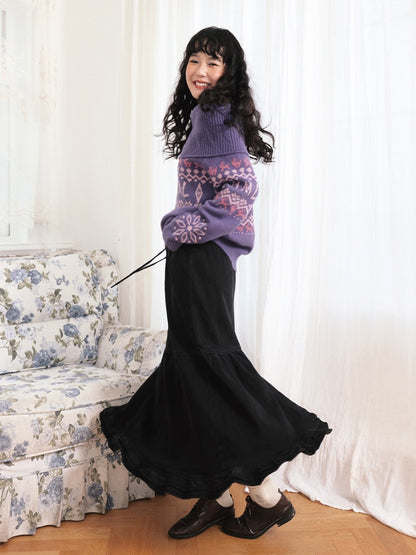 "Song Of The Night" Retro Denim Skirt Lace Design Looks Gentle Thin Covers The Crotch【s0000014721】