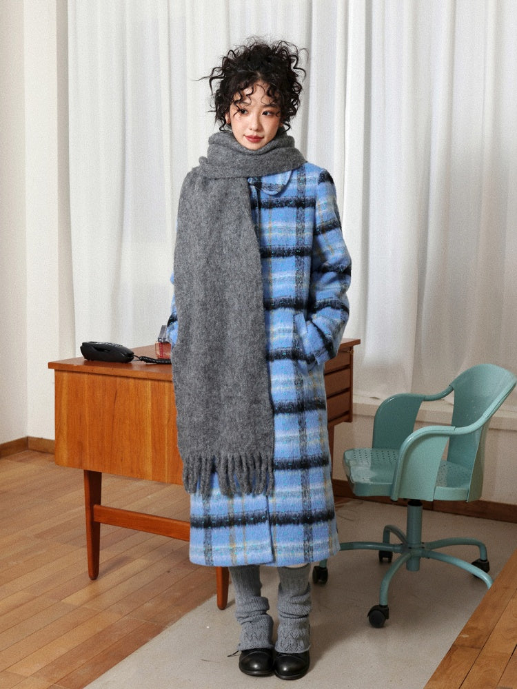"Love Letter" Plaid Woolen Mid-Length Coat Jacket【s0000014722】