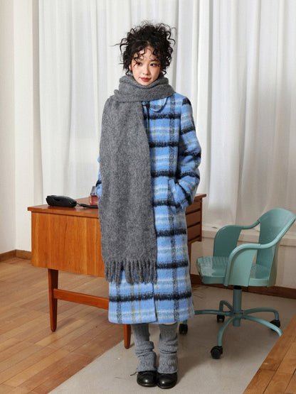 "Love Letter" Plaid Woolen Mid-Length Coat Jacket【s0000014722】