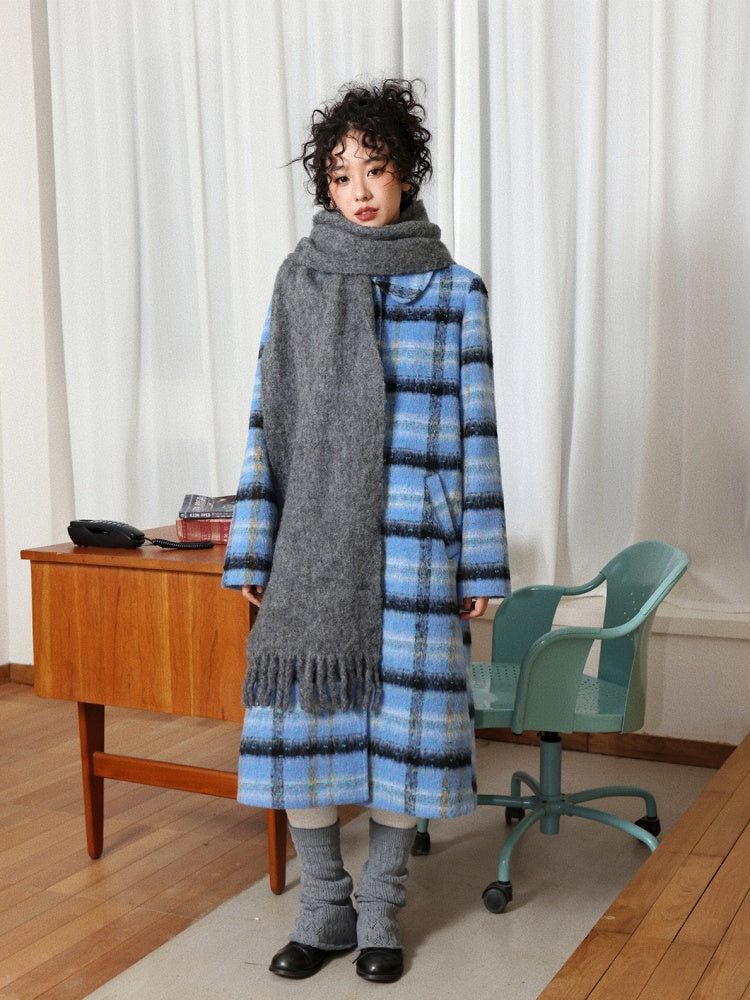 "Love Letter" Plaid Woolen Mid-Length Coat Jacket【s0000014722】