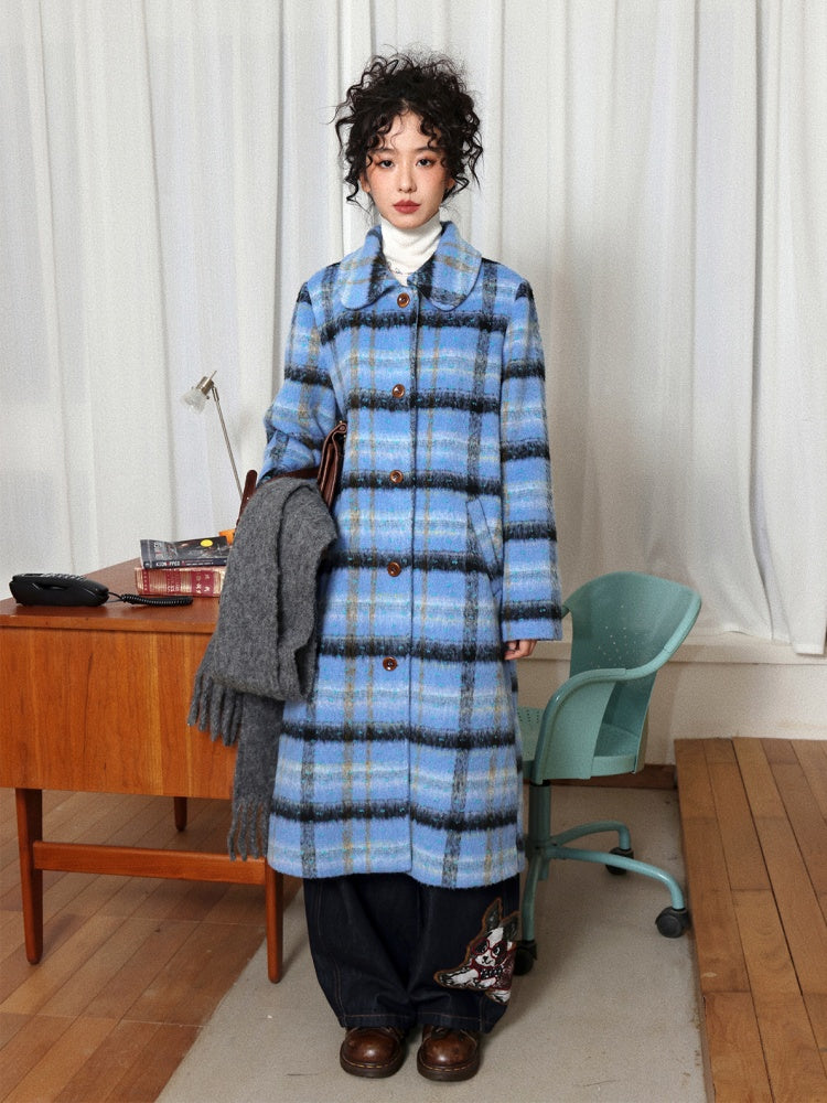 "Love Letter" Plaid Woolen Mid-Length Coat Jacket【s0000014722】