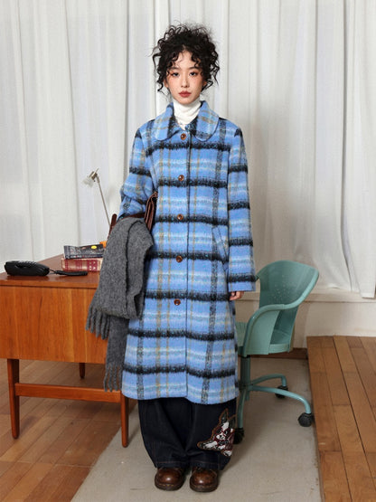 "Love Letter" Plaid Woolen Mid-Length Coat Jacket【s0000014722】