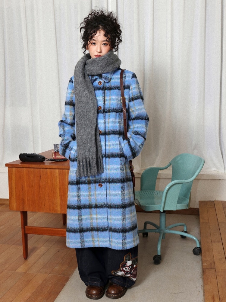 "Love Letter" Plaid Woolen Mid-Length Coat Jacket【s0000014722】
