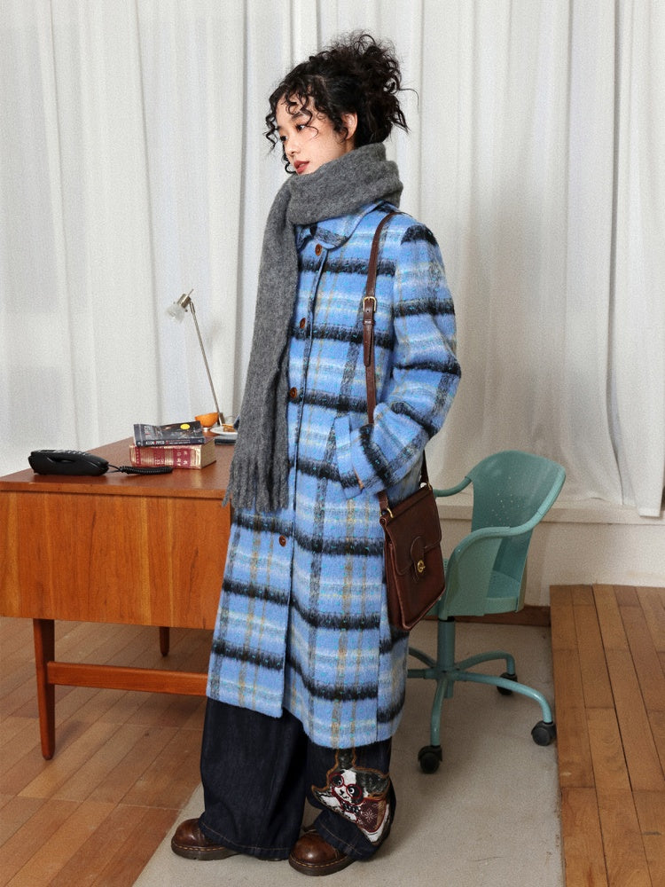 "Love Letter" Plaid Woolen Mid-Length Coat Jacket【s0000014722】