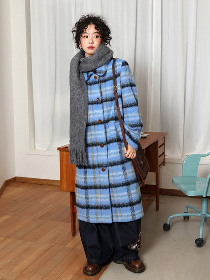 "Love Letter" Plaid Woolen Mid-Length Coat Jacket【s0000014722】
