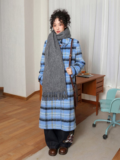 "Love Letter" Plaid Woolen Mid-Length Coat Jacket【s0000014722】