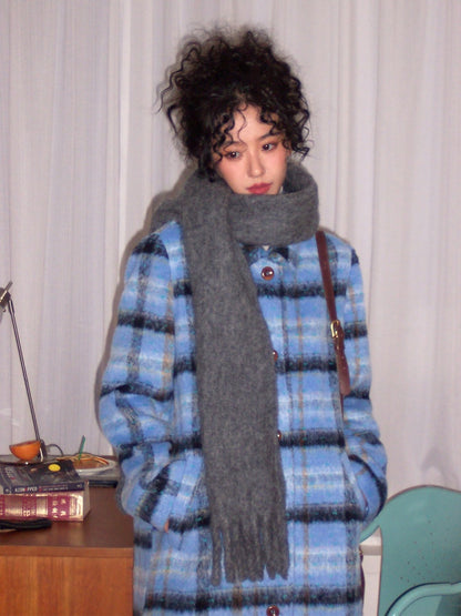 "Love Letter" Plaid Woolen Mid-Length Coat Jacket【s0000014722】