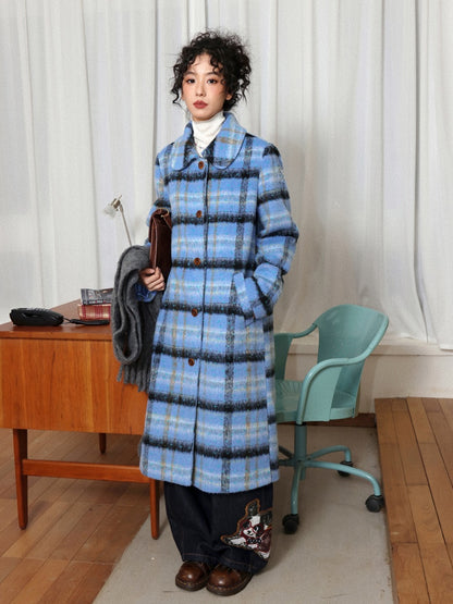 "Love Letter" Plaid Woolen Mid-Length Coat Jacket【s0000014722】