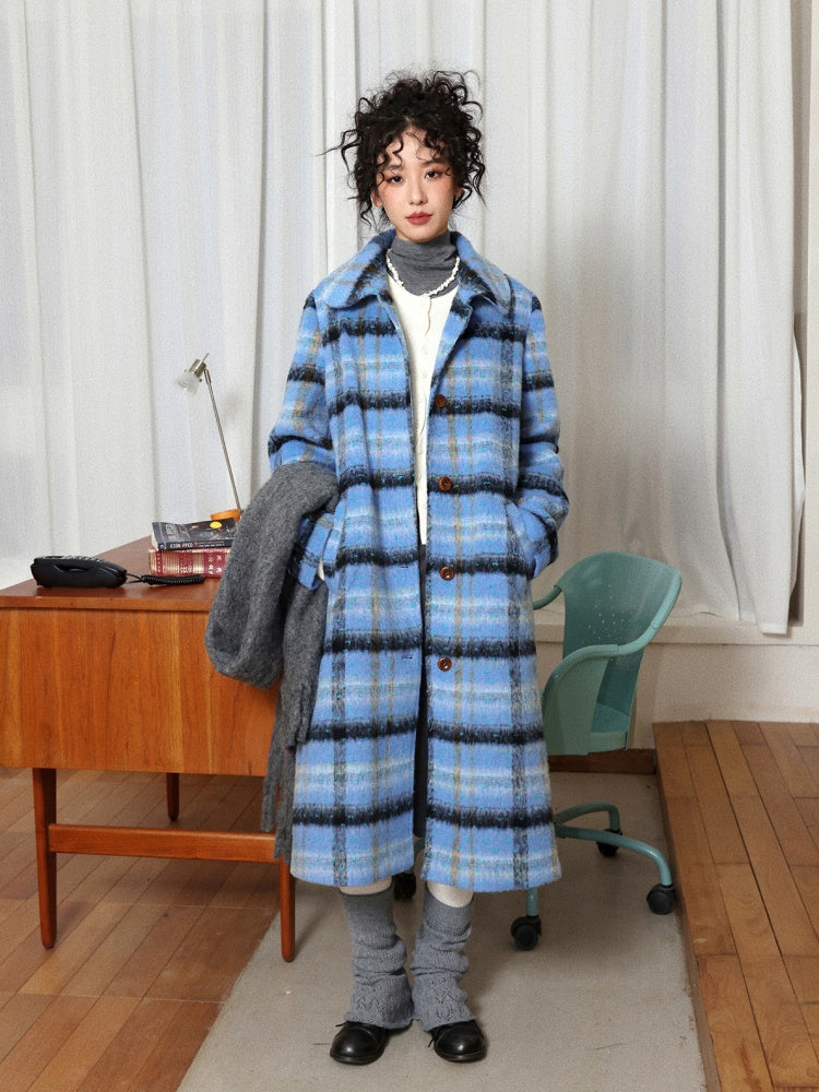 "Love Letter" Plaid Woolen Mid-Length Coat Jacket【s0000014722】