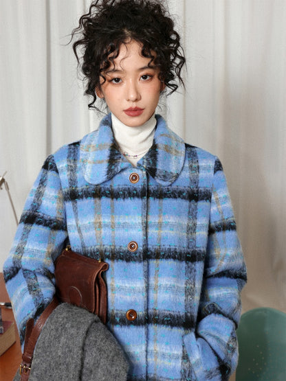 "Love Letter" Plaid Woolen Mid-Length Coat Jacket【s0000014722】