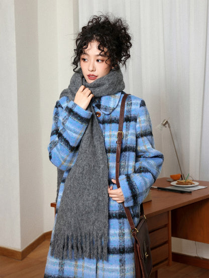 "Love Letter" Plaid Woolen Mid-Length Coat Jacket【s0000014722】