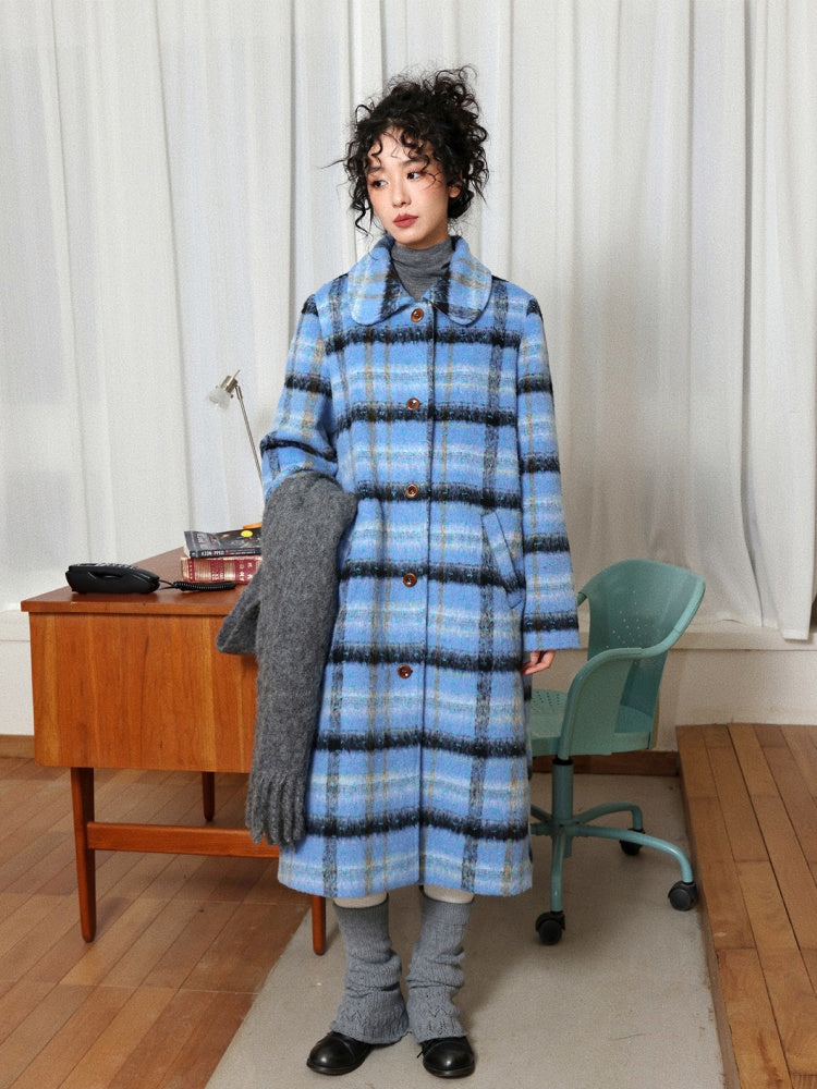 "Love Letter" Plaid Woolen Mid-Length Coat Jacket【s0000014722】
