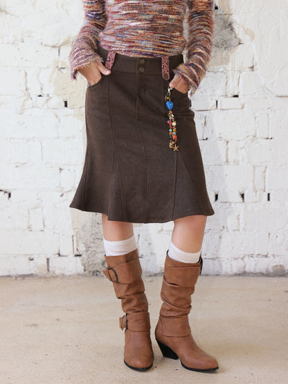 "Seven-Point Tone" Suede Mermaid Skirt Elegant High-End Retro Slimming【s0000014723】