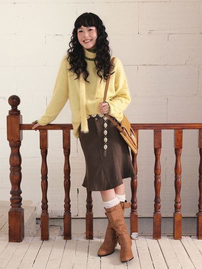 "Seven-Point Tone" Suede Mermaid Skirt Elegant High-End Retro Slimming【s0000014723】