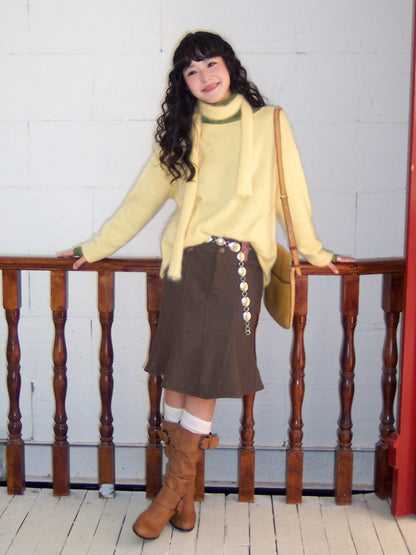 "Seven-Point Tone" Suede Mermaid Skirt Elegant High-End Retro Slimming【s0000014723】