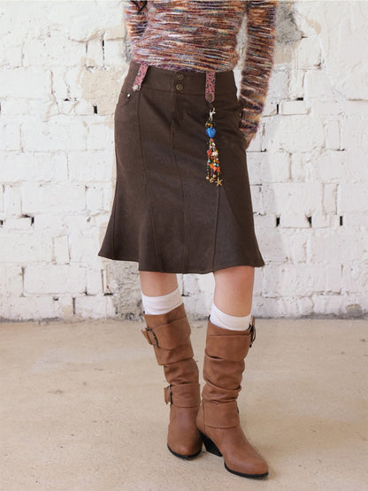 "Seven-Point Tone" Suede Mermaid Skirt Elegant High-End Retro Slimming【s0000014723】