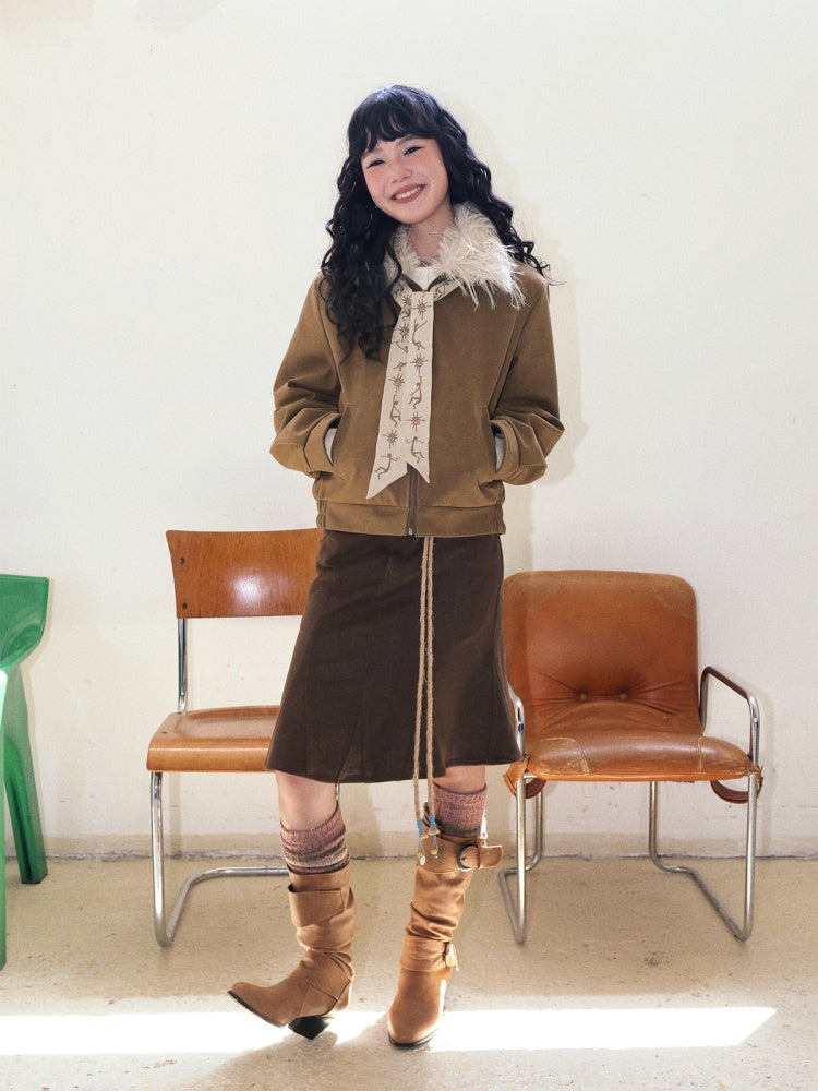 "Seven-Point Tone" Suede Mermaid Skirt Elegant High-End Retro Slimming【s0000014723】