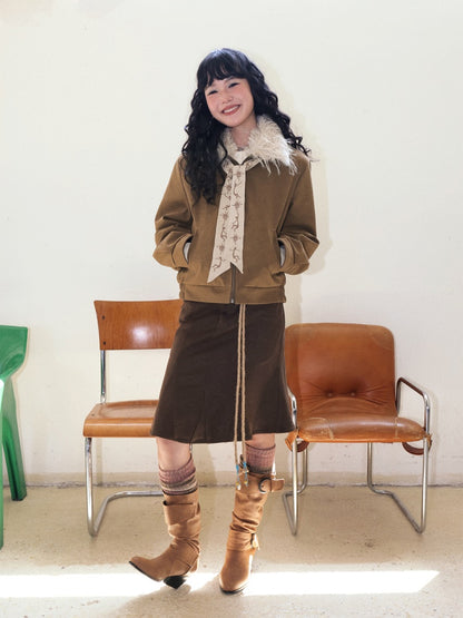 "Seven-Point Tone" Suede Mermaid Skirt Elegant High-End Retro Slimming【s0000014723】