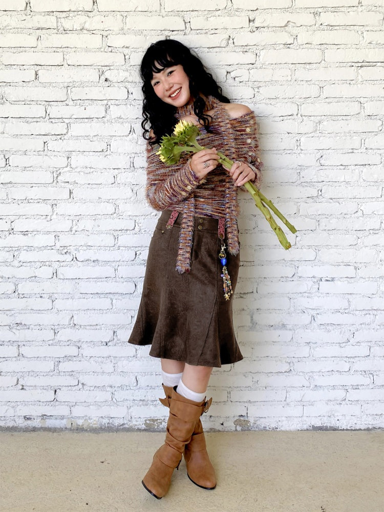 "Seven-Point Tone" Suede Mermaid Skirt Elegant High-End Retro Slimming【s0000014723】