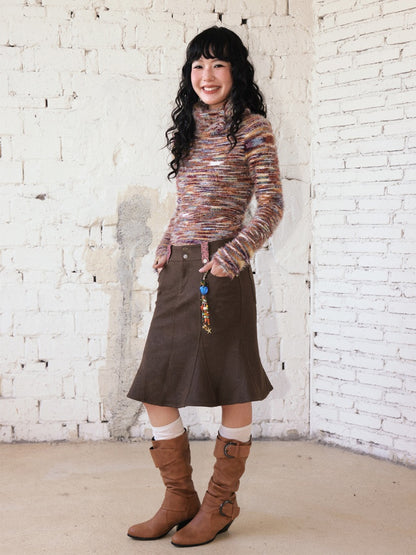 "Seven-Point Tone" Suede Mermaid Skirt Elegant High-End Retro Slimming【s0000014723】