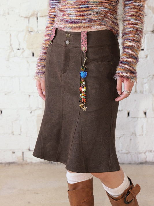 "Seven-Point Tone" Suede Mermaid Skirt Elegant High-End Retro Slimming【s0000014723】