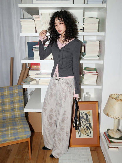 "Sand Under The Moon" Adjustable Belt Suede Slacks Relax Casually【s0000014727】