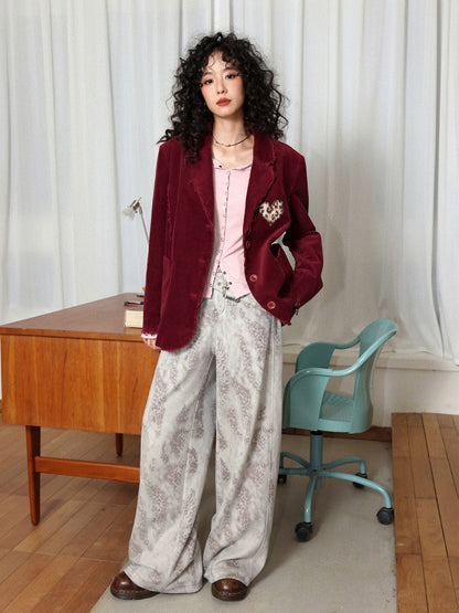 "Sand Under The Moon" Adjustable Belt Suede Slacks Relax Casually【s0000014727】