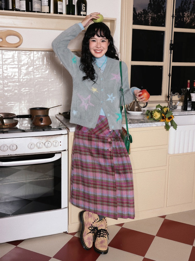 "Fragmented Stars" Imitation Mink Fur Sweater Cardigan Star Pattern Lazy Warm【s0000014729】