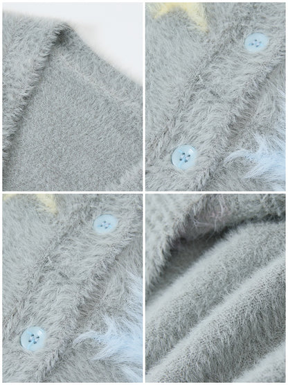 "Fragmented Stars" Imitation Mink Fur Sweater Cardigan Star Pattern Lazy Warm【s0000014729】