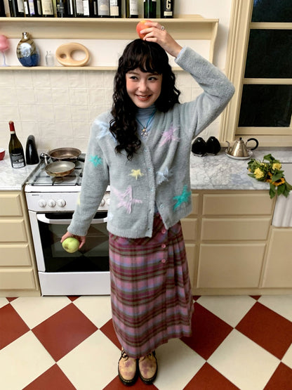 "Fragmented Stars" Imitation Mink Fur Sweater Cardigan Star Pattern Lazy Warm【s0000014729】