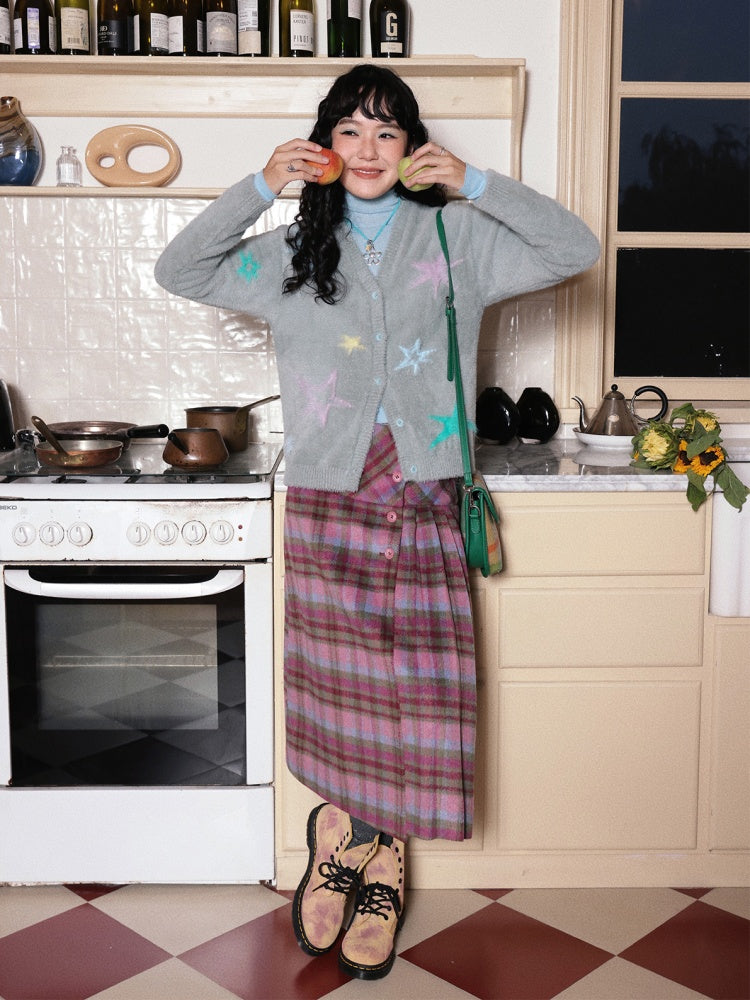 "Fragmented Stars" Imitation Mink Fur Sweater Cardigan Star Pattern Lazy Warm【s0000014729】