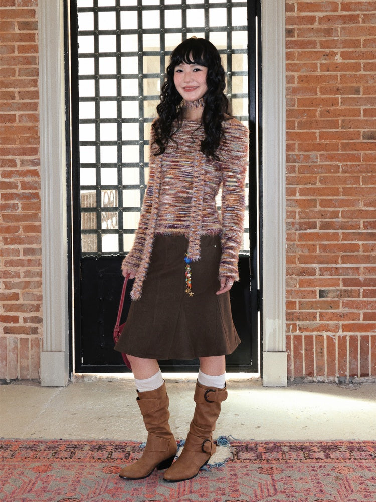 "Toffee" Shoulder Striped Sweater【s0000014728】