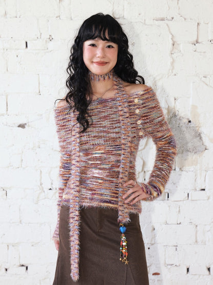 "Toffee" Shoulder Striped Sweater【s0000014728】