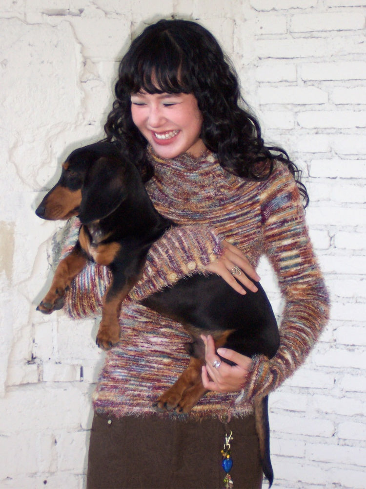 "Toffee" Shoulder Striped Sweater【s0000014728】