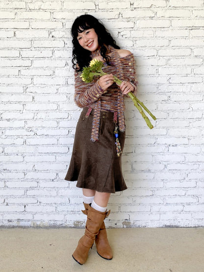 "Toffee" Shoulder Striped Sweater【s0000014728】