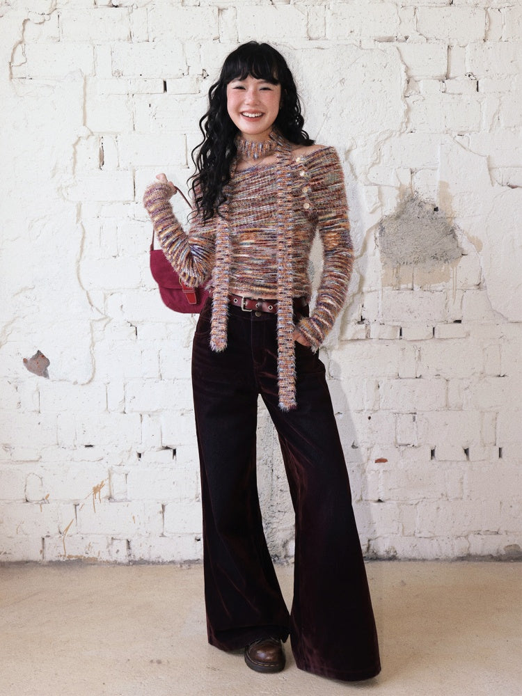 "Toffee" Shoulder Striped Sweater【s0000014728】