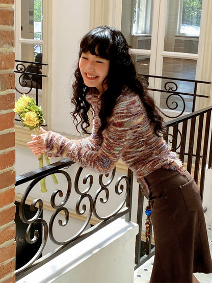 "Toffee" Shoulder Striped Sweater【s0000014728】