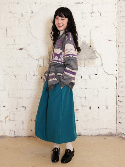 "Playing in The Garden" Fair Island Loose Retro Sweater knitted Cardigan【s0000014730】