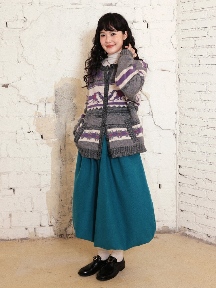 "Playing in The Garden" Fair Island Loose Retro Sweater knitted Cardigan【s0000014730】