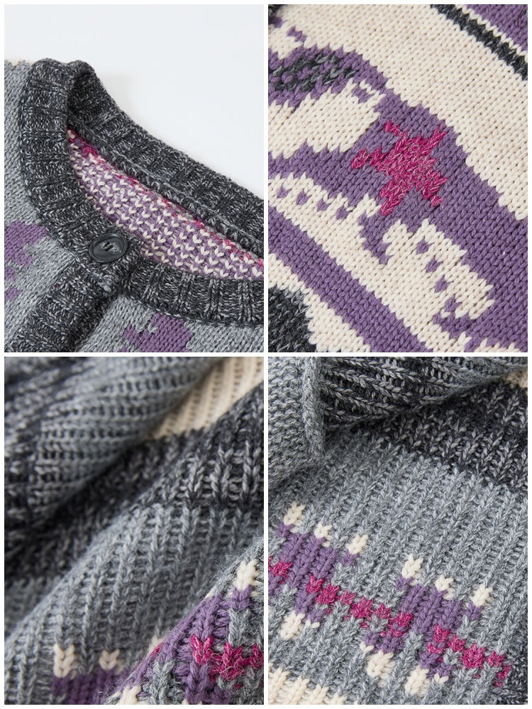 "Playing in The Garden" Fair Island Loose Retro Sweater knitted Cardigan【s0000014730】