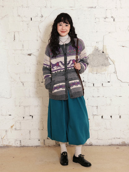 "Playing in The Garden" Fair Island Loose Retro Sweater knitted Cardigan【s0000014730】