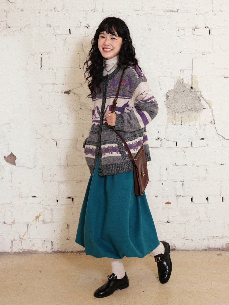 "Playing in The Garden" Fair Island Loose Retro Sweater knitted Cardigan【s0000014730】