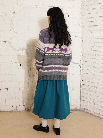"Playing in The Garden" Fair Island Loose Retro Sweater knitted Cardigan【s0000014730】