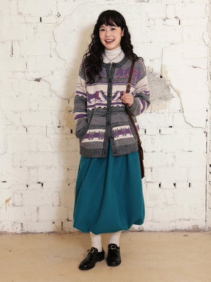 "Playing in The Garden" Fair Island Loose Retro Sweater knitted Cardigan【s0000014730】