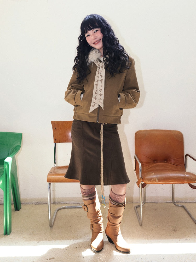 "Before Sunrise" Fur Collar Retro Slimming Jacket【s0000014731】