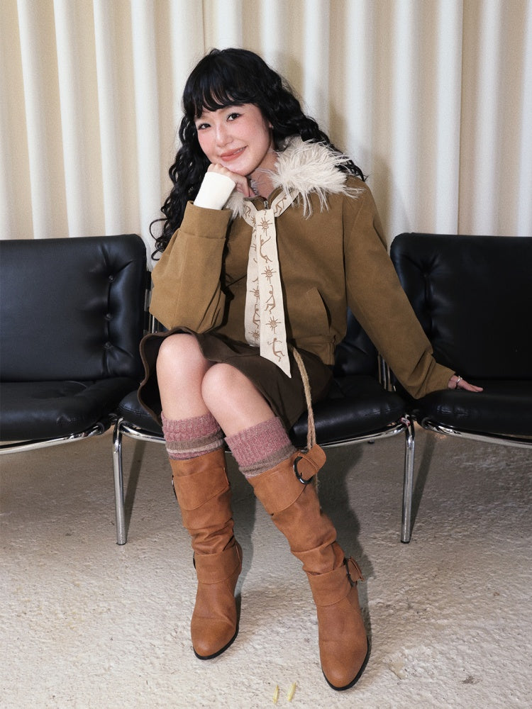 "Before Sunrise" Fur Collar Retro Slimming Jacket【s0000014731】