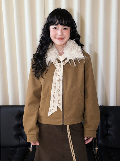 "Before Sunrise" Fur Collar Retro Slimming Jacket【s0000014731】