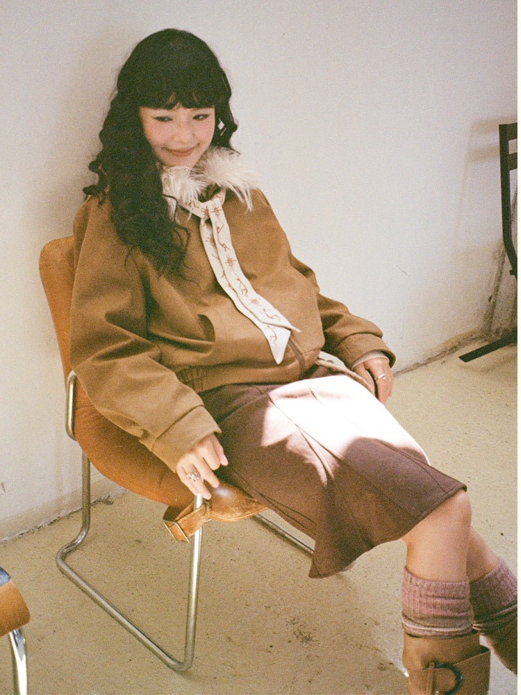 "Before Sunrise" Fur Collar Retro Slimming Jacket【s0000014731】